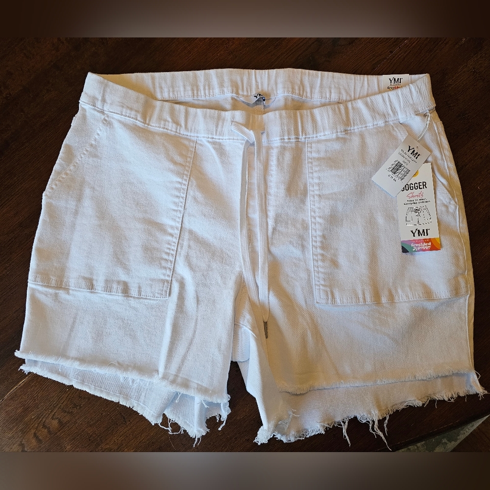 YMI Women's Crisp White Jogger Shorts